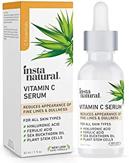 InstaNatural Vitamin C Serum with Hyaluronic Acid & Vit E - Natural & Organic Anti Wrinkle Reducer Formula for Face - Dark Circle, Fine Line & Sun Damage Corrector - Restore & Boost Collagen - 1 oz