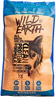 Wild Earth Healthy High-Protein Formula Dry Dog Food with No Filler Ingredients, Veterinarian-Developed Vegan Pet Food for All Adult Dog Breeds (18-Pound Bag)