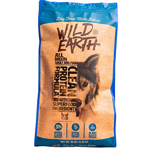 Wild Earth Healthy High-Protein Formula Dry Dog Food with No Filler Ingredients, Veterinarian-Developed Vegan Pet Food for All Adult Dog Breeds (18-Pound Bag)