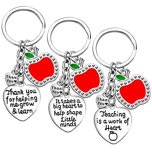 Teacher Appreciation Gift for Women, 3PCs Teacher Keychain Set, Jewelry Gift for Teachers, Birthday Gift for Teacher Gifts from Students (Style A)