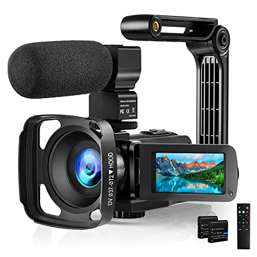 Video Camera with Microphone 2.7K Camcorder HD 36MP/30FPS YouTube Vlogging Camera IR Night Vision 16X Digital Zoom Digital Recorder with 3.0