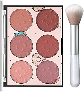 Face Blush Palette, 6 Colors Matte Blush Makeup Powder Shimmer Face Blush Contour and Highlight Blush Palette with a Blush Brush (01#)