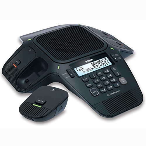 VTech VCS704 ErisStation DECT 6.0 Conference Phone with Four Wireless Mics using Orbitlink Wireless Technology