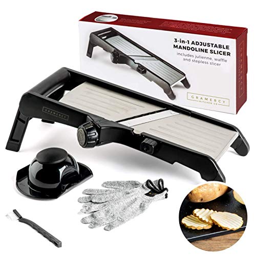 Mandoline Food Slicer, Adjustable Stainless Steel with Waffle Fry Cutter Potato Chip Vegetable Onion