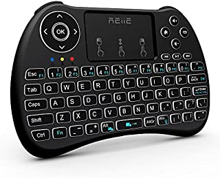 (Backlit Version)REIIE H9+ Backlit Wireless Mini Handheld Remote Keyboard with Touchpad Work for PC,Raspberry Pi 2, Android TV Box ,KODI,Windows 7 8 10