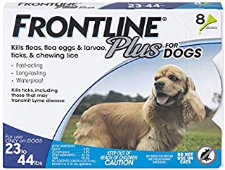 FRONTLINE Plus Flea and Tick Treatment for Dogs (Medium Dog, 23-44 Pounds, 8 Doses)