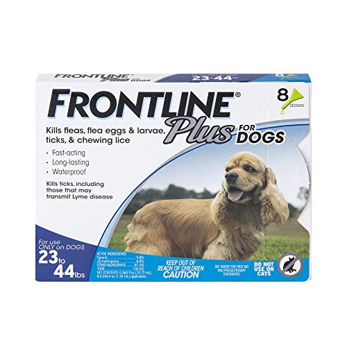 FRONTLINE Plus Flea and Tick Treatment for Dogs (Medium Dog, 23-44 Pounds, 8 Doses)