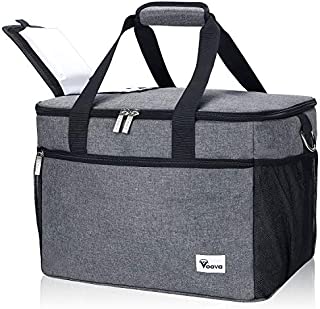 Voova Collapsible Cooler Bag Insulated Leakproof 40-Can Soft Sided Coolers Portable Lunch Box Large Tote Bags for Camping, Picnic, Travel, Grocery Shopping, Beach, Road Trips, Sport, Gray