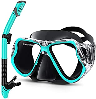 Greatever Dry Snorkel Set,Panoramic Wide View,Anti-Fog Scuba Diving Mask,Easy Breathing and Professional Snorkeling Gear for Adults