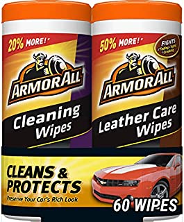 Armor All Car Cleaning and Leather Wipes - Interior Cleaner for Cars & Truck & Motorcycle, 30 Count (Pack of 2), 18781