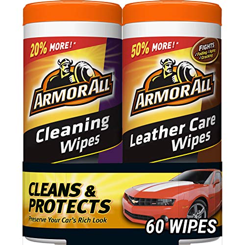 Armor All Car Cleaning and Leather Wipes - Interior Cleaner for Cars & Truck & Motorcycle, 30 Count (Pack of 2), 18781