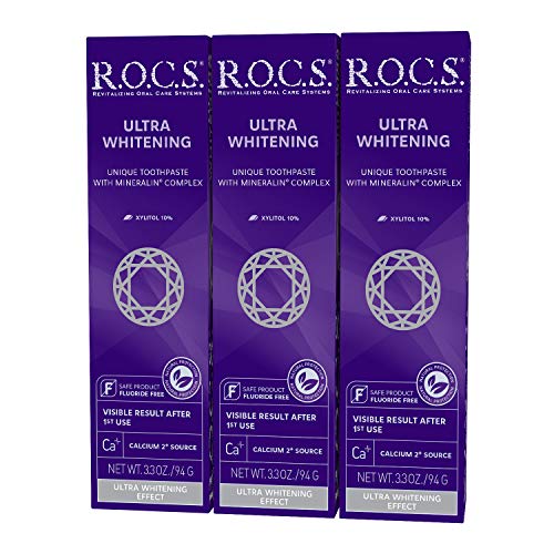 R.O.C.S. Ultra Whitening Toothpaste - Luster Restoring Teeth Whitener with Plaque Removal | Enamel Healthy Gums for Protection - Non-Fluoride Removes Stains Visible Results with First Use