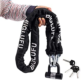 BIGLUFU Motorcycle Lock Chain Locks Heavy Duty, 150cm/5ft Long, Cut Proof 12mm Thick Square Chains with 4Keys 16mm U Lock, Ideal for Motorcycles, Motorbike, Bike, Generator, Gates, Bicycle, Scooter.