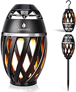 ANERIMST Outdoor Bluetooth Speaker with Pole and Hook Bundle, Flickering Flame Effect, Led Table Lanterns/Lamp, Waterproof for Garden Patio, Stereo Speakers for iPhone/iPad/Android
