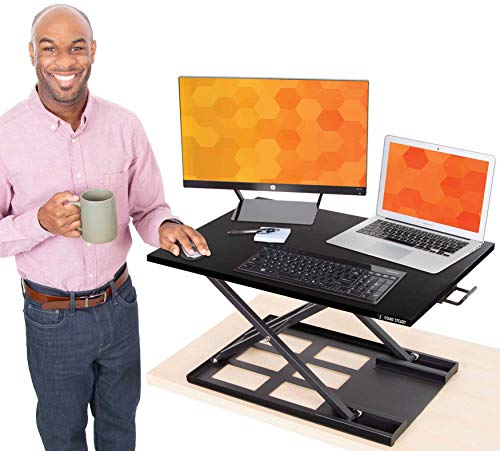 Stand Steady X-Elite Pro Standing Desk Converter | Instantly Convert Any Desk into a Stand Up Desk | Easy Lift Height Adjustable Standing Desk | No Assembly Required (28 x 20 / Black)