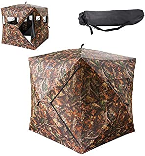 VINGLI 65H Hunting Blind, 2-Person Pop Up Ground Blind with Backpack & Mesh Windows, Portable Hub Tent for Outdoor Shooting, Waterproof