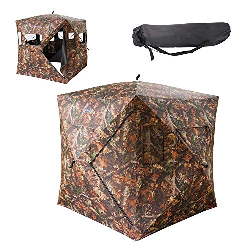 VINGLI 65H Hunting Blind, 2-Person Pop Up Ground Blind with Backpack & Mesh Windows, Portable Hub Tent for Outdoor Shooting, Waterproof