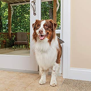 PetSafe Freedom Aluminum Patio Panel Sliding Glass Dog and Cat Door, Adjustable 76 13/16 in to 80 11/16 in - Large White Pet Door