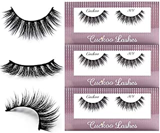 Cuckoo False Eyelashes 3D Faux Mink Lashes Korea PBT Fiber Reuseable Natural False Lashes 100% handmade - 301 (3Pairs)