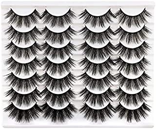 Newcally Lashes False Eyelashes Dramatic 20MM Faux Mink Lashes Pack 14 Pairs Wispy Long Thick Fluffy Strip Eye Lashes Multipack