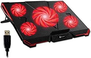 KLIM Cyclone Laptop Cooling Pad - 5 Fans Cooler - No More Overheating - Increase Your PC Performance and Life Expectancy - Ventilated Support for Laptop - Gaming Stand to Reduce Heating (Red)