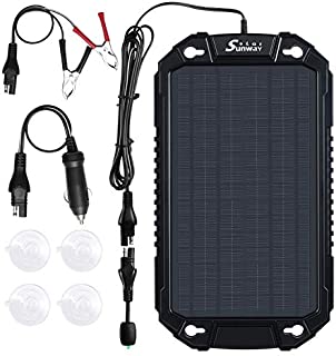 Sunway Solar Car Battery Trickle Charger & Maintainer 12Volt 8W Solar Panel Power Charger kit Portable Waterproof For Automotive RV Marine Boat Truck Motorcycle Trailer Tractor Powersports Snowmobile