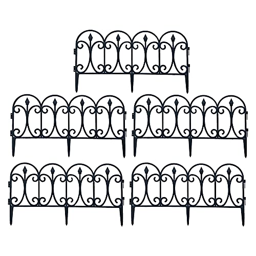 Decorative Garden Fence, Garden Border Edging, Landscape Folding Fencing Patio Wire Border for Flower Bed Dog Barrier Tall Garden Edge Panel Decor (5PCS)