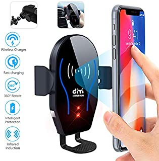 DM Car Phone Mount Air Vent Automatic Clamping Cell Phone Holder for Car Wireless Charger Compatible with iPhone Xs Max/XR/XS/X/8 Plus Samsung Galaxy S9/S8/S7/S6 Edge/Note5 & Other Smartphone