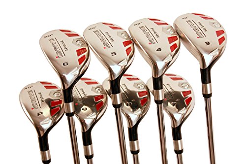 Left Handed Senior Mens Golf All iDrive Hybrid Clubs Complete Full Set, which Includes: #3, 4, 5, 6, 7, 8, 9, PW Senior Flex with Premium Men's Arthritic Golf Grip