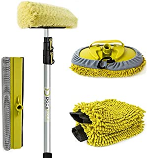 DocaPole 5-12 Foot Car Cleaning Kit | Car Wash Kit with Soft Car Wash Brush, Car Squeegee, Car Wash Mitt (2X), Microfiber Cleaning Head & 12 Extension Pole | Car Detailing Kit with Long Handle