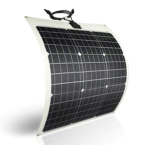 TP-solar Flexible Solar Panel 50W 12V Monocrystalline Bendable - 50 Watt 12Volt Semi-Flexible Mono Solar Panels Charger Off-Grid for RV Boat Cabin Van Car Uneven Surfaces