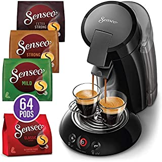 Philips SENSEO Original XL Coffee Maker, Single Serve Coffee Brewer - Variety Pack (1 each of Mild, Classic, Strong and Extra Strong Pods) for Senseo Coffee Machine, Hot, Cold Brew, Espresso, Black