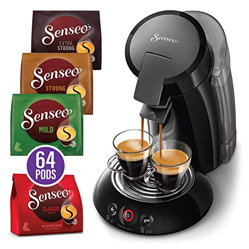 Philips SENSEO Original XL Coffee Maker, Single Serve Coffee Brewer - Variety Pack (1 each of Mild, Classic, Strong and Extra Strong Pods) for Senseo Coffee Machine, Hot, Cold Brew, Espresso, Black