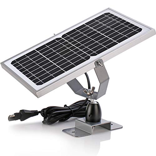 SUNER POWER 12V Waterproof Solar Battery Trickle Charger & Maintainer - 10 Watts Solar Panel Built-in Intelligent MPPT Solar Charge Controller + Adjustable Mount Bracket + SAE Connection Cable Kits