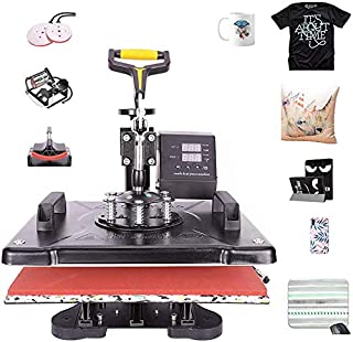 CO-Z 110V Heat Press 360 Degree Swivel Heat Press Machine Multifunction Sublimation Combo T Shirt Press Machine for Mug Hat Plate Cap Mouse Pad (12x15 inches 5 in 1 Intelligent Audible Alarm)