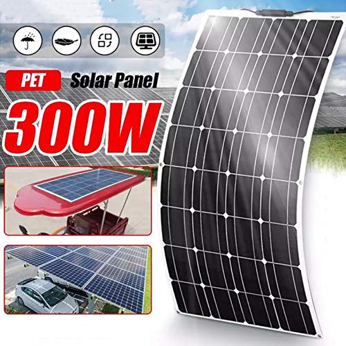 HUAJIN Semi-Flexible Solar Panel 300W 18V Monocrystalline Solar Charger for DIY Module Cable Outdoor Car RV Vehicle Marine Boat Home Off Grid System Waterproof