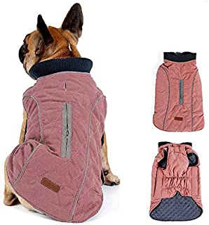 Morezi Dog Coat with Reflective strim, Winter Dog Jacket Vest Warm Puppy Coat with Harness Hole 5 Colors - L - Pink