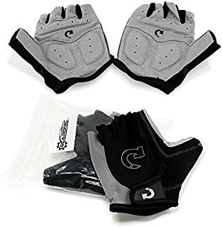 GEARONIC Cycling Bike Bicycle Motorcycle Glove Shockproof Foam Padded Outdoor Workout Sports Half Finger Short Gloves - Gray L