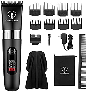 Ceenwes Quiet Hair Clippers for Men, Cordless Hair Trimmer Beard Trimmer Men Haircut Kit Rechargeable Waterproof with LED Display for Families