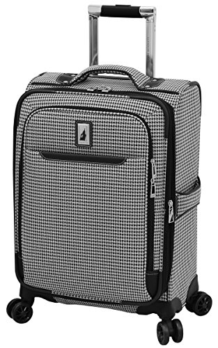 LONDON FOG Cambridge II Softside Expandable Spinner Luggage, Black White Houndstooth, Carry-On 20-Inch