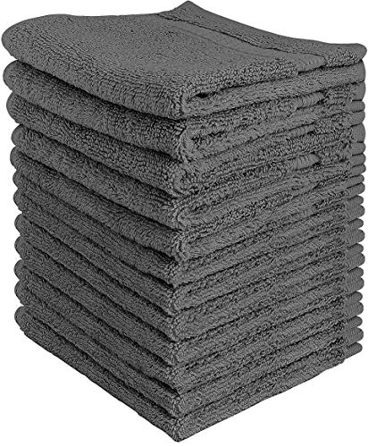 Utopia Towels Premium Washcloth Set (12 x 12 Inches, Grey) 600 GSM 100% Cotton Face Cloths, Highly Absorbent and Soft Feel Fingertip Towels (12-Pack)