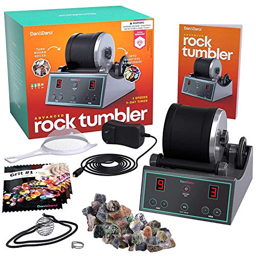 Advanced Professional Rock Tumbler Kit - with Digital 9-day Polishing timer & 3 speed settings - Turn Rough Rocks into Beautiful Gems : Great Science & STEM Gift for Kids all ages : Geology Toy