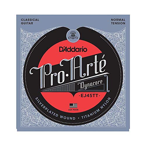 D'Addario EJ45TT ProArte DynaCore Classical Guitar Strings, Titanium Trebles, Normal Tension