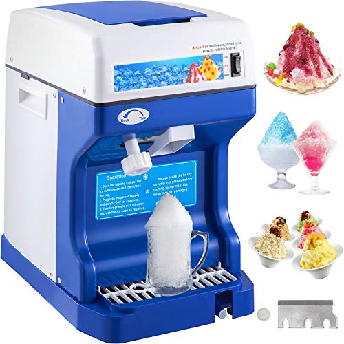 VEVOR 110V Electric Shaved Ice Crusher, 250W Snow Cone Maker Tabletop w/Adjustable Ice Texture, Ice Shaving Machine 265LBs/hr for Home and Commerical Use