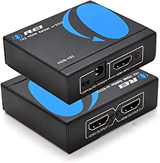 4K 1 in 2 Out HDMI Splitter by OREI - Ultra HD 4K @ 30 Hz 1x2 V. 1.4 HDCP, Power HDMI Supports 3D Full HD 1080P for Xbox, PS4 PS3 Fire Stick Blu Ray Apple TV HDTV - Adapter Included