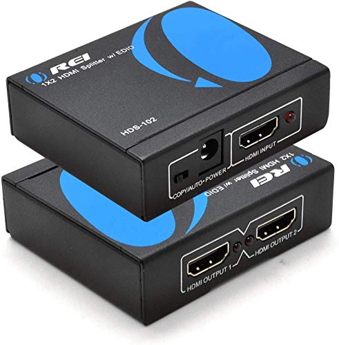 4K 1 in 2 Out HDMI Splitter by OREI - Ultra HD 4K @ 30 Hz 1x2 V. 1.4 HDCP, Power HDMI Supports 3D Full HD 1080P for Xbox, PS4 PS3 Fire Stick Blu Ray Apple TV HDTV - Adapter Included