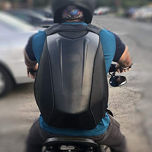 Motorcycle Backpack Waterproof Bag Men - Hard Shell Backpack Carbon Fiber Motorbike Helmet Backpack Waterproof Large Bag For Travelling Camping Cycling Storage Bag