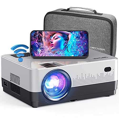 DBPOWER WIFI Projector, 7500L Full HD 1080p Video Projector with Carry Case, Support iOS/Android Sync Screen, Zoom&Sleep Timer, 4.3 LCD Home Movie Projector Compatible w/Smart phone/Laptop/PS4/DVD/TV