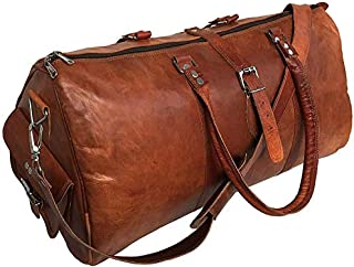 Leather Travel Duffle Bag Gym Overnight Weekend Luggage Carry on Airplane Underseat Bag