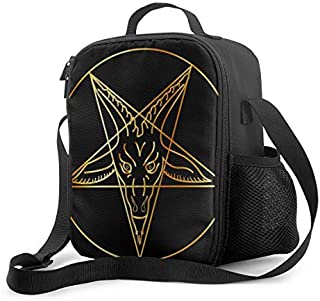 Lunch Bags for Women Baphomet Demon Goat Head Tattoo Art Golden Lunch Box for Men, Freezable Lunch Bag, Lunch Bags for Work Insulated, Lunchbags, Lunchboxes, Lunch Bags for Kids Boys Girls